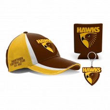 AFL Football Gift Pack Cap Can Cooler Key Ring |  Hawthorn Hawks