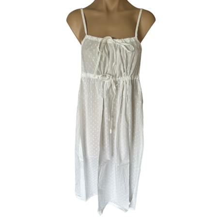 Arabella Nightie |  Slip Style White (Hail Spot) 100% Pure Cotton Voile
