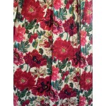 Arabella Nightie | Pin Tucked Lace Red Floral Print 100% Pure Cotton Voile