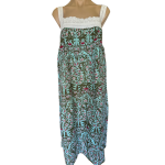 Arabella Nightie | Pin Tucked Lace Teal Floral Print 100% Pure Cotton Voile