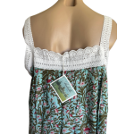 Arabella Nightie | Pin Tucked Lace Teal Floral Print 100% Pure Cotton Voile