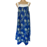 Arabella Nightie | Pin Tucked Lace Royal Blue Floral Print 100% Pure Cotton Voile