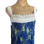 Arabella Nightie | Pin Tucked Lace Royal Blue Floral Print 100% Pure Cotton Voile