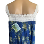 Arabella Nightie | Pin Tucked Lace Royal Blue Floral Print 100% Pure Cotton Voile