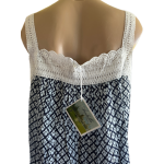 Arabella Nightie | Pin Tucked Lace Navy Geo Print 100% Pure Cotton Voile