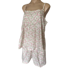 Arabella Pyjama Set | Cami & Shorts Pink Floral 100% Pure Cotton Voile