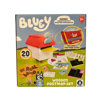 Bluey Licensed Wooden Postman 20 Piece Toy Set | Age 3+