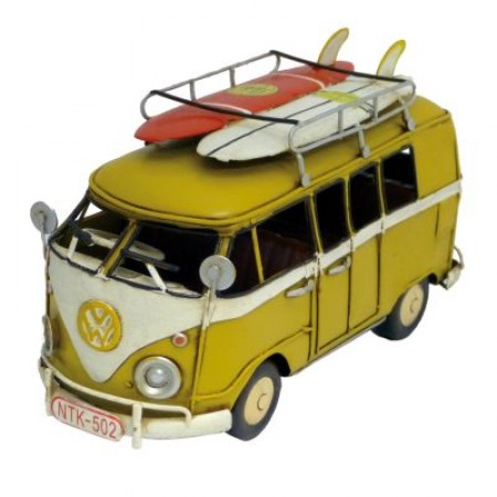 Boyle Industries Yellow VW Surfer Tin Automobilia Collector Volkswagon Kombi Van | 20cm
