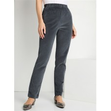 Ladies Victoria Hill Soft Pull On Cord Stretch Waist Pants | Charcoal Ladies Victoria Hill Soft Pull On Cord Stretch Waist Pants | Charcoal
