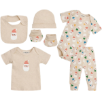 Gem Look 100% Organic Cotton 6 Piece Gift Boxed Baby Set for 0 to 6 Months | Beige Santa