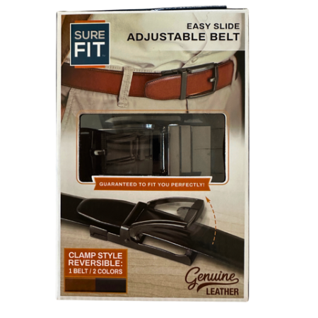 Sure Fit Easy Slide Adjustable Reversible Belt | Brown & Black Reversible Leather