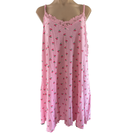 Be You Pointelle Cherry Print Chemise Nightie| Soft Poly Cotton Blend