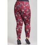 Ladies Sara So Slimming Soft Stretch Waist Pants | Burnt Orange Floral