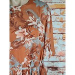 Ladies Anko Brand Short Sleeve Tie Waist Long Ruffle Dress | Tropical