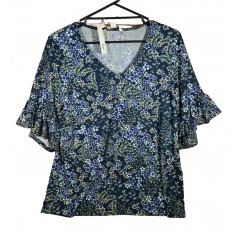 Womens Rockmans Elbow Sparkle Sleeve Print Top | Multicoloured