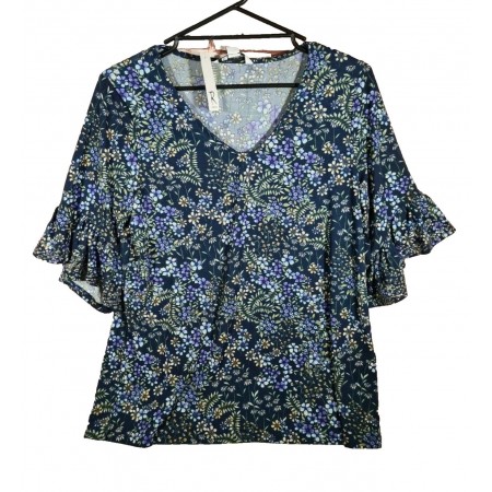 Womens Rockmans Elbow Sparkle Sleeve Print Top | Multicoloured