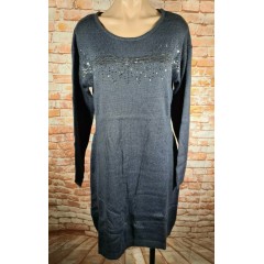 Ladies Urban Dark Blue Sequin Detail Knit Dress Size L 14