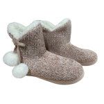 Scarlett Women's Pom Pom Knitted Slippers Pink |  Medium 7 - 8