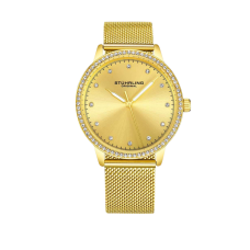 Stuhrling Original Dorset Quartz Crystal Mesh Band Watch | Gold