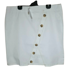 Ladies Rockmans White Button Front Knee Length Skirt |  Size 18