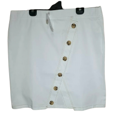 Ladies Rockmans White Button Front Knee Length Skirt |  Size 18