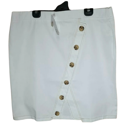 Ladies Rockmans White Button Front Knee Length Skirt |  Size 18