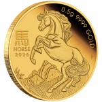 2026 Australian Lunar Year of the Horse Perth Mint Uncirculated 0.5g Gold Proof Button Coin | $2