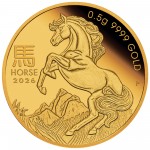 2026 Australian Lunar Year of the Horse Perth Mint Uncirculated 0.5g Gold Proof Button Coin | $2