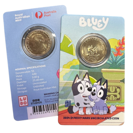 2024 RAM $1 Privy Mark Bluey Coin-In-Card | Muffin & Socks