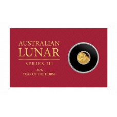 2026 Australian Lunar Year of the Horse Perth Mint Uncirculated 0.5g Gold Proof Button Coin | $2 2026 Australian Lunar Year of the Horse Perth Mint Uncirculated 0.5g Gold Proof Button Coin | $2
