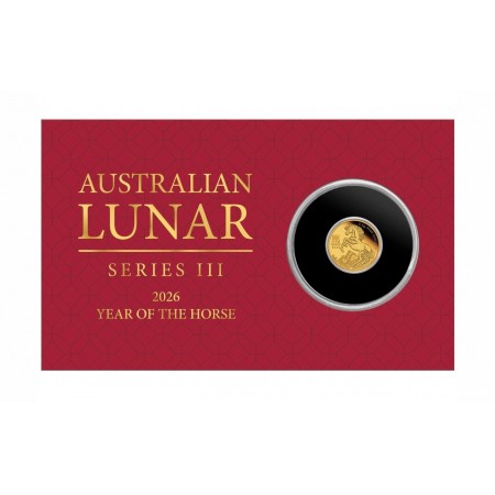 2026 Australian Lunar Year of the Horse Perth Mint Uncirculated 0.5g Gold Proof Button Coin | $2