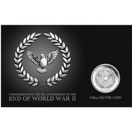 End of WWII 75th Anniversary 2020 1/10 oz Silver Coin in Card