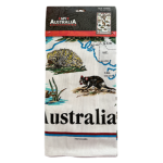 My Australia Pure Cotton Tea Towel 45 x 78 cm | Australian Wildlife & Map