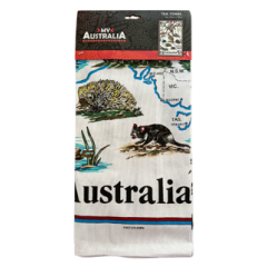 My Australia Pure Cotton Tea Towel 45 x 78 cm | Australian Wildlife & Map