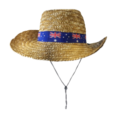 My Australia Cowboy Style Straw Hat with Ribbon |  Australia Flag