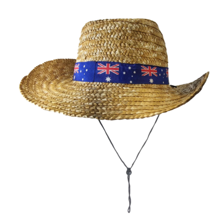 My Australia Cowboy Style Straw Hat with Ribbon |  Australia Flag