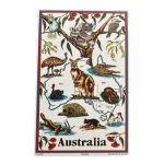 My Australia Pure Cotton Tea Towel 45 x 78 cm | Australian Wildlife & Map