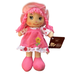 Teddy & Friends Brand Ivy Dress & Hat Soft Rag Doll | Pink 25cm