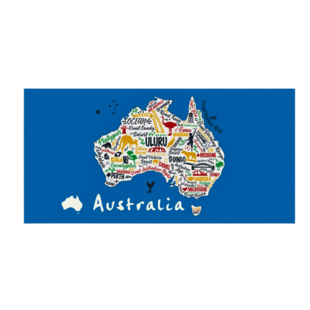 My Australia Large Microfiber Beach Towel 160 x 80 cm | Australian Map