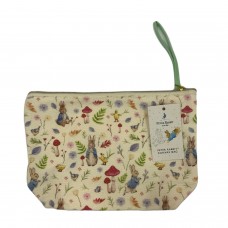 Beatrix Potter Peter Rabbit Poly Cotton Calico Style Zip Pouch Bag