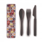 IS Gift The Dog Collective Wheat Straw Travel Cup & Cutlery Set | Black & Grey