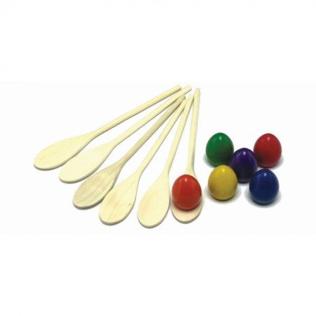 Buffalo Sports Wooden Egg and Spoon Set | 6 Spoons with Eggs