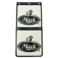 Genuine Mack Brand Rubber Style White with Black Logo 4WD Mudflaps | 10" x 9" Size