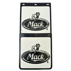 Genuine Mack Brand Rubber Style White with Black Logo 4WD Mudflaps | 10" x 9" Size