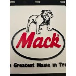 Genuine Mack Brand Rubber Style White with Retro Logo 4WD Mudflaps | 10" x 9" Size