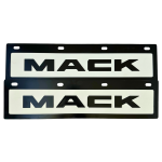 Genuine Mack Brand Rubber Style White with Black Print Mudflaps | 6" x 24" Size