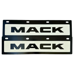 Genuine Mack Brand Rubber Style White with Black Print Mudflaps | 6" x 24" Size