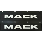 Genuine Mack Brand Rubber Style Black with White Print Mudflaps | 6" x 24" Size