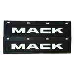 Genuine Mack Brand Rubber Style Black with White Print Mudflaps | 6" x 24" Size