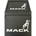 Genuine Mack Brand Rubber Style Black with White Print Mudflaps | 10" x 12" Size